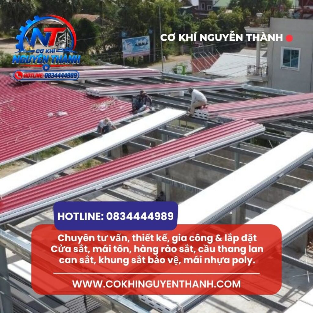 Dịch vụ thi công mái tôn Biên Hòa của Cơ khí Nguyễn Thành chuyên nhận thiết kế lắp đặt trọn gói các công trình nhà ở, sân thượng