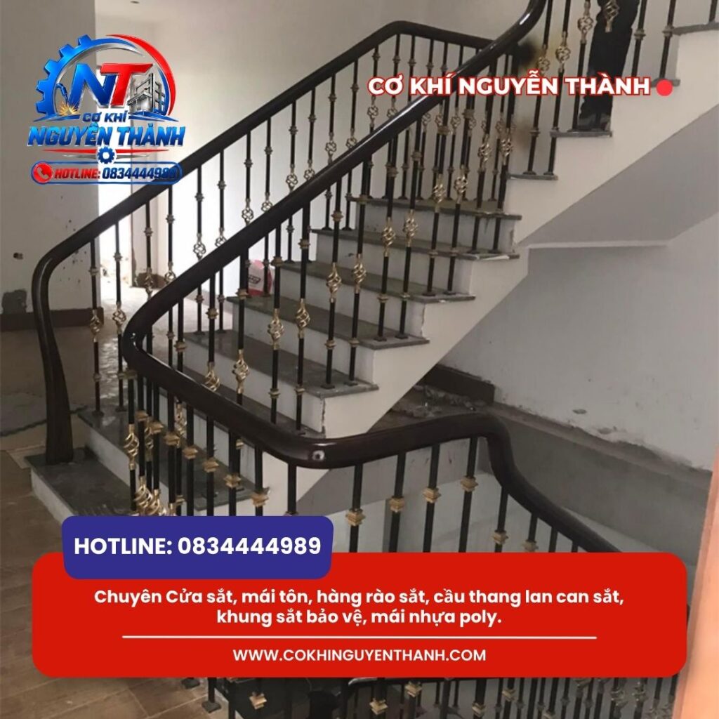 Dịch vụ thi công cầu thang sắt Bình Thạnh của Cơ khí Nguyễn Thành mang lại giải pháp kết nối tầng lầu vững chắc.