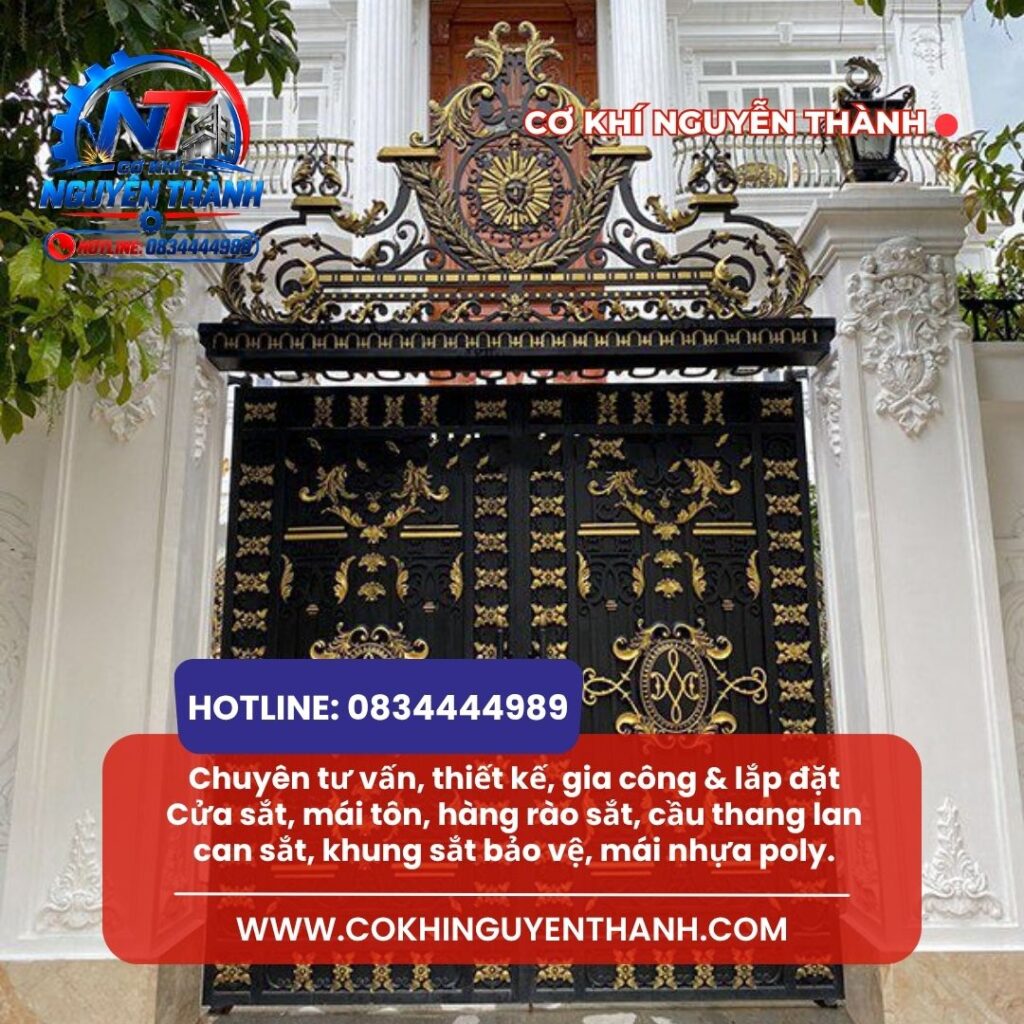 CƠ KHÍ NGUYỄN THÀNH chuyên tư vấn, thiết kế, gia công & lắp đặt Cửa sắt, mái tôn, hàng rào sắt, cầu thang lan can sắt, khung sắt bảo vệ, mái nhựa poly