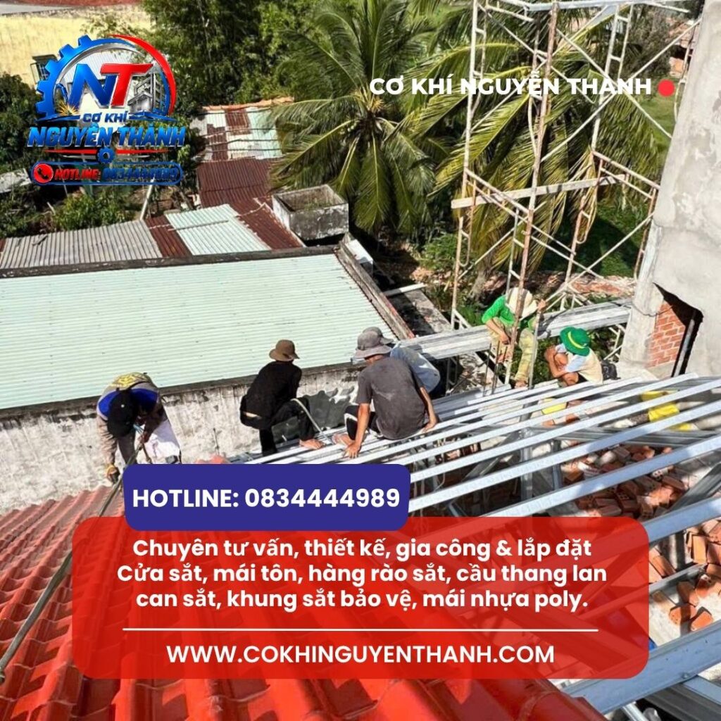 Dịch vụ thi công mái tôn Bình Thạnh của Cơ khí Nguyễn Thành luôn đem đến giải pháp bảo vệ công trình kiên cố, chống nóng cách nhiệt