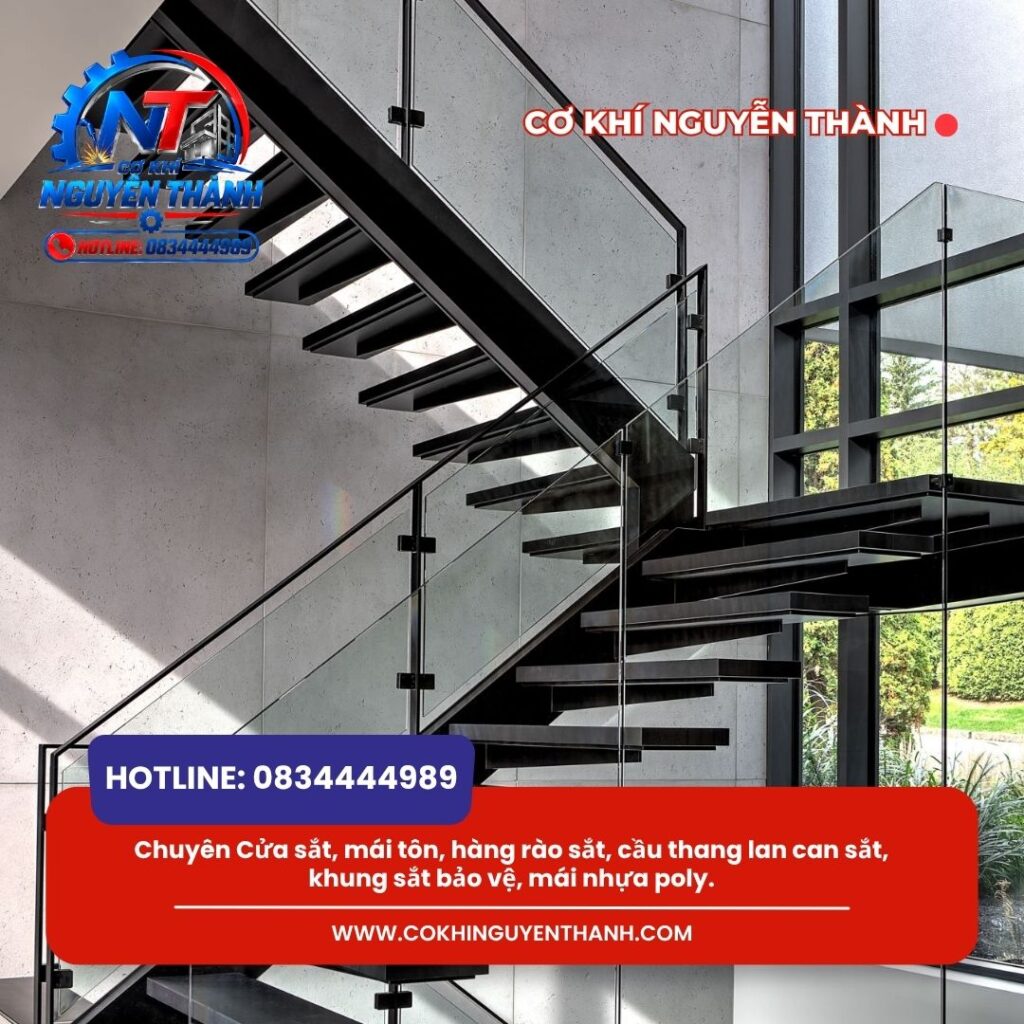 Dịch vụ thi công cầu thang sắt Tân Bình với mẫu xương cá, mặt gỗ của Cơ khí Nguyễn Thành cam kết mang lại lối đi an toàn, thanh lịch và tối ưu chi phí cho gia đình bạn.