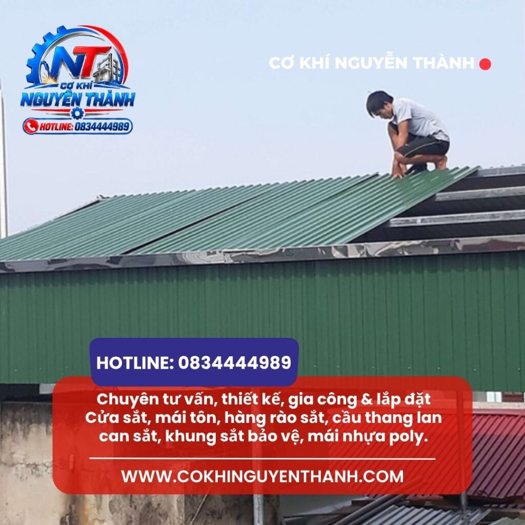 Dịch vụ thi công mái tôn Gò Vấp do đơn vị Cơ khí Nguyễn Thành thực hiện luôn đem lại phương án che chắn kiên cố, thẩm mỹ cùng chính sách giá tốt, thi công nhanh cho mọi công trình