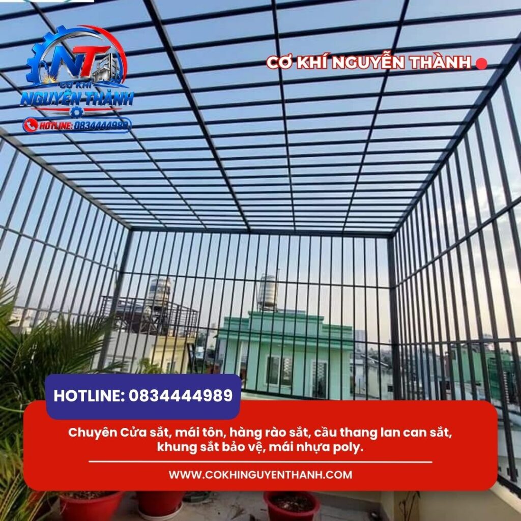 Dịch vụ làm khung bảo vệ sân thượng Biên Hòa của Cơ khí Nguyễn Thành mang lại giải pháp an ninh kiên cố cho ngôi nhà.