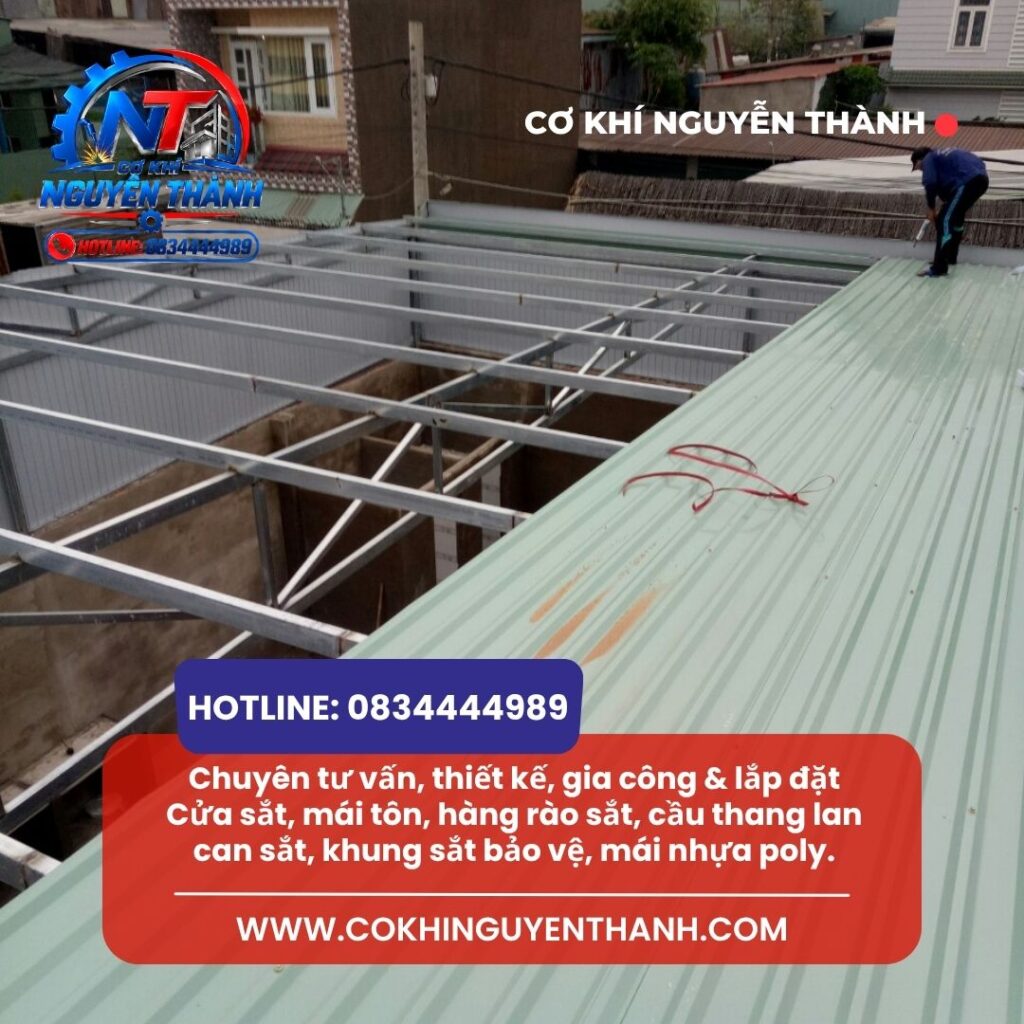CƠ KHÍ NGUYỄN THÀNH Chuyên tư vấn, thiết kế, gia công & lắp đặt Cửa sắt, mái tôn, hàng rào sắt, cầu thang lan can sắt, khung sắt bảo vệ, mái nhựa poly.