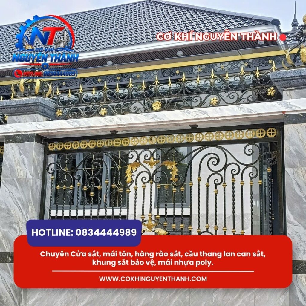 Khung rào sắt hộp vững chắc vừa giúp phòng chống trộm cắp vừa tôn lên vẻ đẹp thanh lịch cho mặt tiền.